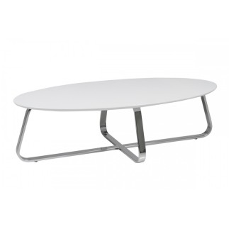 Table basse design, bois laqué blanc mat, KENZI, Long: 120 cm, Larg: 60 cm, Haut: 35 cm