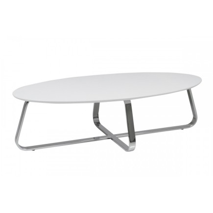 Table basse design, bois laqué blanc mat, KENZI, Long: 120 cm, Larg: 60 cm, Haut: 35 cm