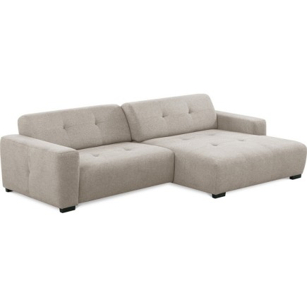 Canapé d'angle profondeur réglable AUSTINI tissu de qualité beige 4 places, angle droit (vu de face)