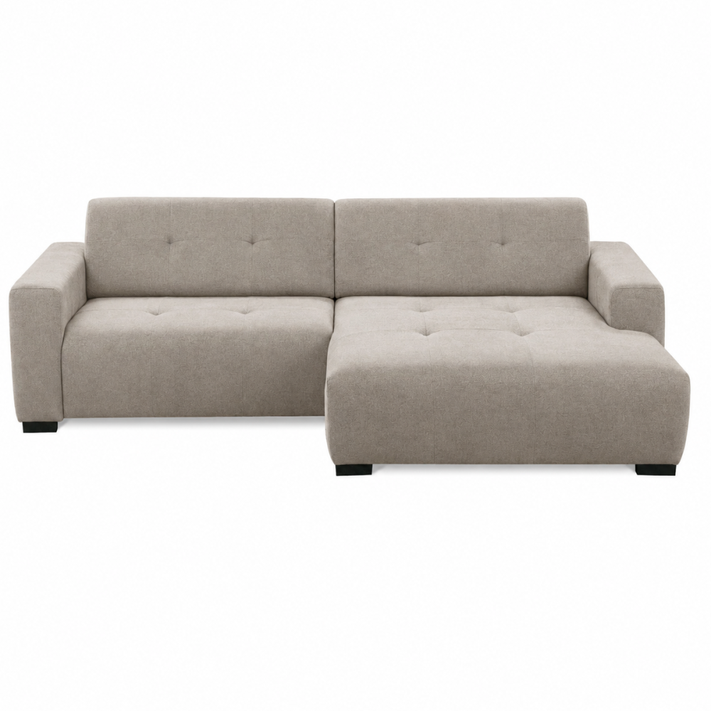 Canapé d'angle profondeur réglable fasano velours luxe gris clair 5 places, angle gauche (vu de face) - Mobilier Privé