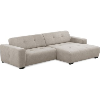 Canapé d'angle profondeur réglable fasano velours luxe gris clair 5 places, angle gauche (vu de face) - Mobilier Privé