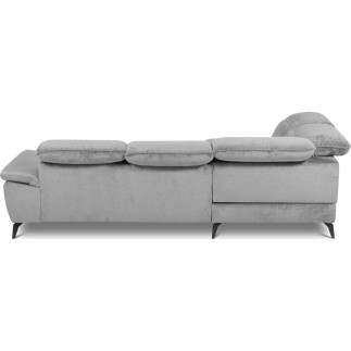 Canapé d'angle convertible en velours luxe - 5 places, SIENNA, gris, angle gauche