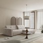 Canapé d'angle profondeur réglable AUSTINI tissu de qualité beige 4 places, angle droit (vu de face) Canapé d'angle profondeur réglable AUSTINI tissu de qualité beige 4 places, angle droit (vu de face)
