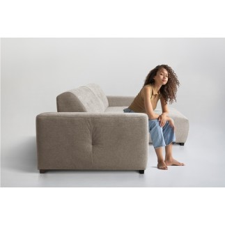 Canapé d'angle profondeur réglable fasano velours luxe gris clair 5 places, angle gauche (vu de face) - Mobilier Privé