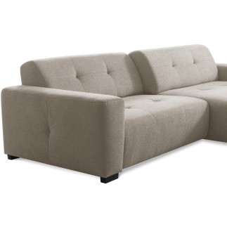 Canapé d'angle profondeur réglable fasano velours luxe gris clair 5 places, angle gauche (vu de face) - Mobilier Privé