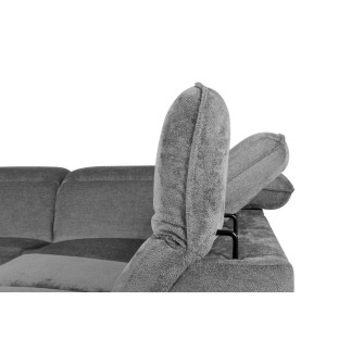 Canapé d'angle convertible en velours luxe - 5 places, SIENNA, gris, angle gauche