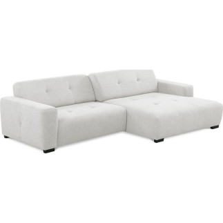 Canapé d'angle profondeur réglable fasano velours luxe gris clair 5 places, angle gauche (vu de face) - Mobilier Privé