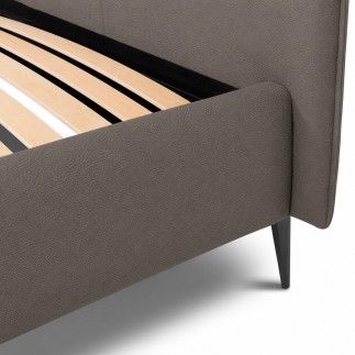 Lit design en cuir italien de luxe AURENE, taupe, 140x190