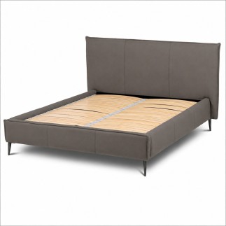 Lit design en cuir italien de luxe AURENE, taupe, 140x190
