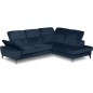 Canapé d'angle convertible en velours luxe - 5 places, SIENNA, bleu foncé, angle droit Canapé d'angle convertible en velours luxe - 5 places, SIENNA, bleu foncé, angle droit