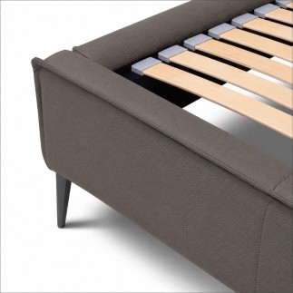 Lit design en cuir italien de luxe AURENE, taupe, 140x190