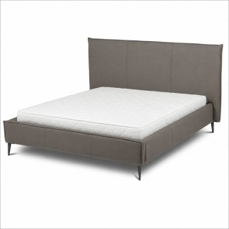 Lit design en cuir italien de luxe AURENE, taupe, 140x190