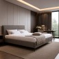 Lit design en cuir italien de luxe AURENE, taupe, 140x190 Lit design en cuir italien de luxe AURENE, taupe, 140x190