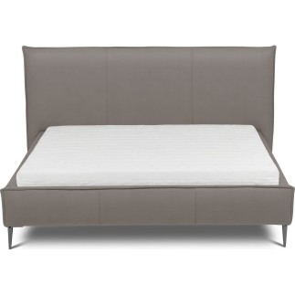Lit design en cuir italien de luxe AURENE, taupe, 140x190