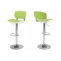 Lot de 2 tabourets design en simili cuir vert et blanc, ALVERO