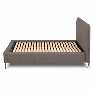 Lit design en cuir italien de luxe AURENE, taupe, 160x200