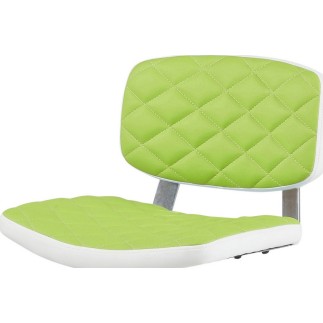 Lot de 2 tabourets design en simili cuir vert et blanc, ALVERO