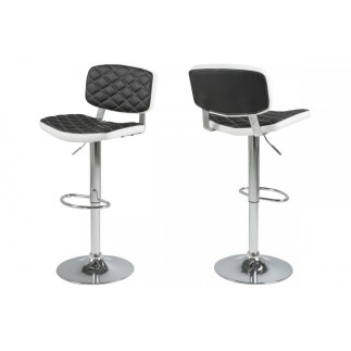 Lot de 2 tabourets design en simili cuir noir et blanc, ALVERO