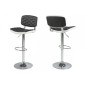 Lot de 2 tabourets design en simili cuir noir et blanc, ALVERO
