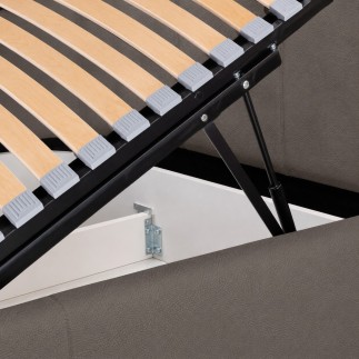 Lit design en cuir italien de luxe AURENE, taupe, 180x200