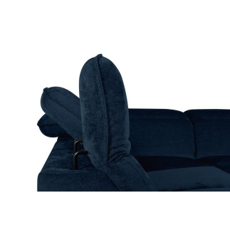 Canapé d'angle convertible en velours luxe - 5 places, SIENNA, bleu foncé, angle droit