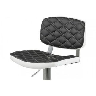 Lot de 2 tabourets design en simili cuir noir et blanc, ALVERO