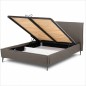 Lit design en cuir italien de luxe AURENE, taupe, 200x200