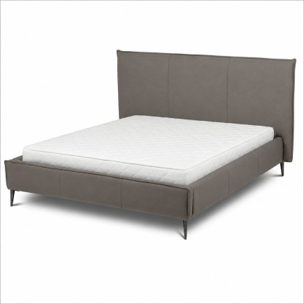 Lit design en cuir italien de luxe AURENE, taupe, 200x200
