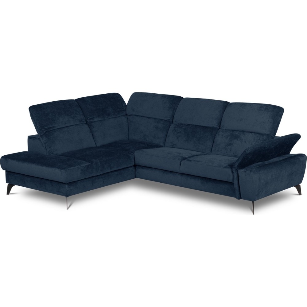 Canapé d'angle convertible en velours luxe - 5 places, SIENNA, bleu foncé, angle gauche Canapé d'angle convertible en velours luxe - 5 places, SIENNA, bleu foncé, angle gauche