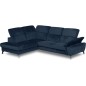 Canapé d'angle convertible en velours luxe - 5 places, SIENNA, bleu foncé, angle gauche Canapé d'angle convertible en velours luxe - 5 places, SIENNA, bleu foncé, angle gauche