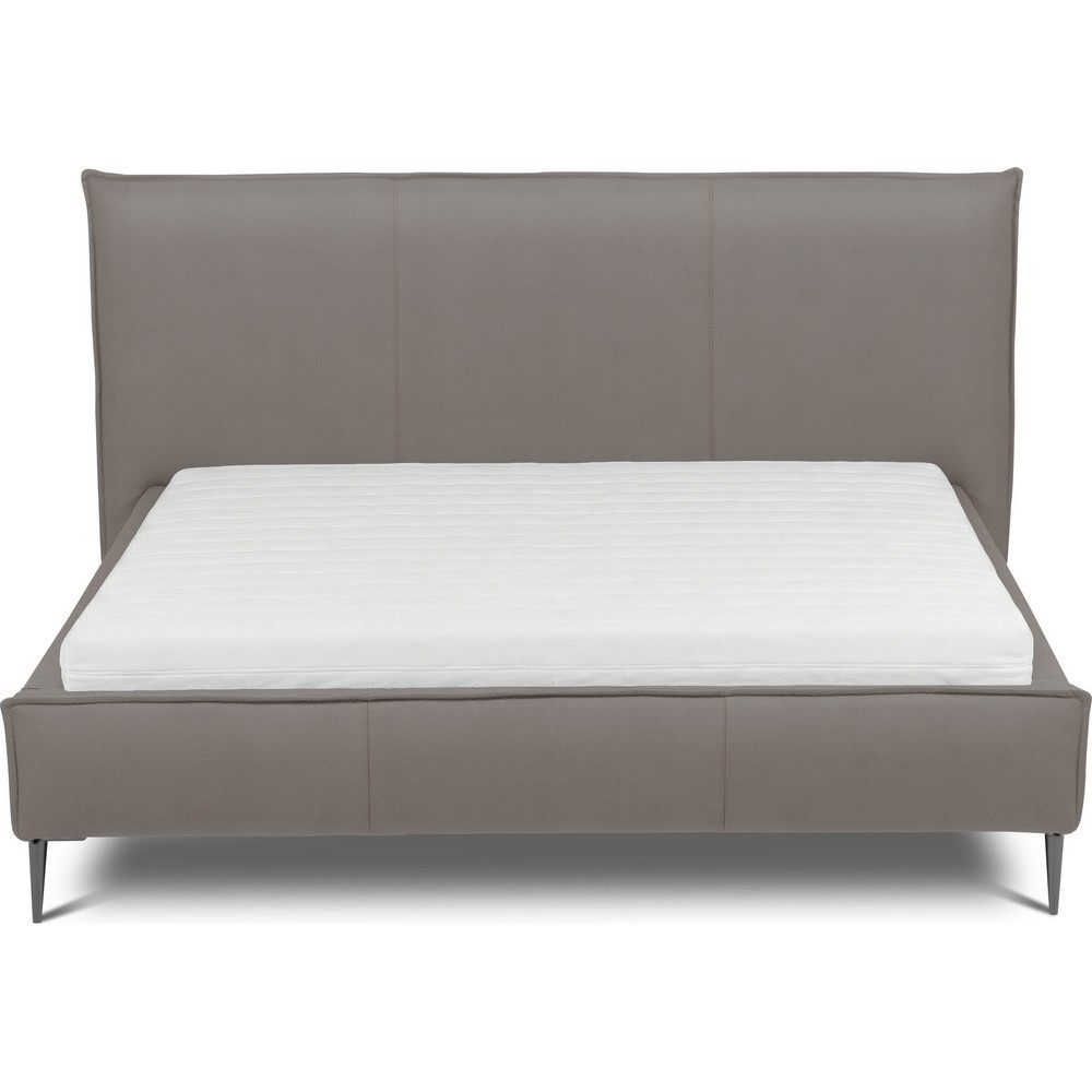 Lit design en cuir italien de luxe AURENE, taupe, 200x200