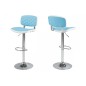 Lot de 2 tabourets design en simili cuir bleu et blanc, ALVERO