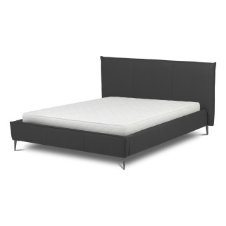Lit design en cuir italien de luxe AURENE, gris foncé, 140x200