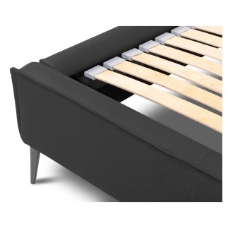 Lit design en cuir italien de luxe AURENE, gris foncé, 140x200