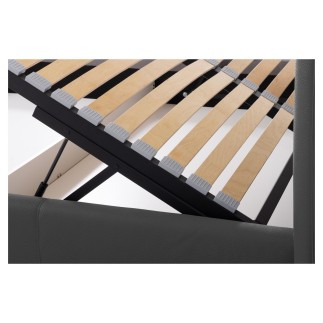 Lit design en cuir italien de luxe AURENE, gris foncé, 140x200