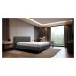 Lit design en cuir italien de luxe AURENE, gris foncé, 140x200 Lit design en cuir italien de luxe AURENE, gris foncé, 140x200