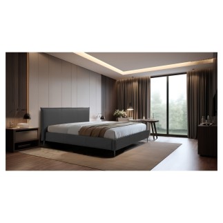 Lit design en cuir italien de luxe AURENE, gris foncé, 140x200