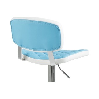 Lot de 2 tabourets design en simili cuir bleu et blanc, ALVERO