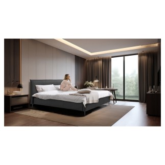 Lit design en cuir italien de luxe AURENE, gris foncé, 160x200