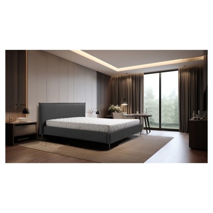 Lit design en cuir italien de luxe AURENE, gris foncé, 160x200