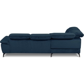 Canapé d'angle convertible en velours luxe - 5 places, SIENNA, bleu foncé, angle gauche