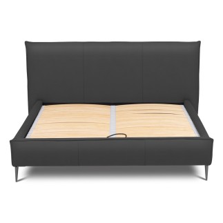 Lit design en cuir italien de luxe AURENE, gris foncé, 160x200