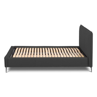 Lit design en cuir italien de luxe AURENE, gris foncé, 180x200
