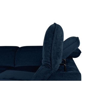 Canapé d'angle convertible en velours luxe - 5 places, SIENNA, bleu foncé, angle gauche