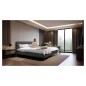 Lit design en cuir italien de luxe AURENE, gris foncé, 180x200 Lit design en cuir italien de luxe AURENE, gris foncé, 180x200