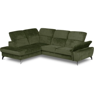 Canapé d'angle convertible en velours luxe - 5 places, SIENNA, vert foncé, angle gauche