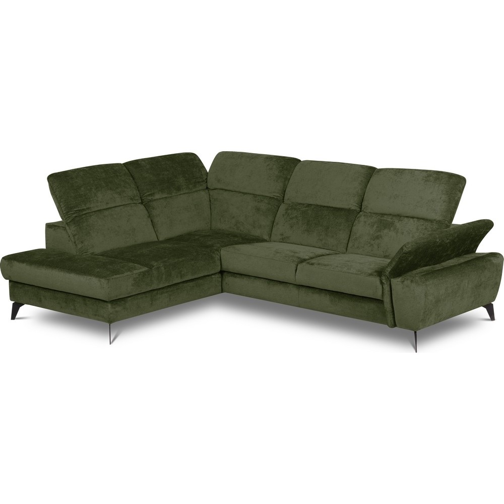 Canapé d'angle convertible en velours luxe - 5 places, SIENNA, vert foncé, angle gauche Canapé d'angle convertible en velours luxe - 5 places, SIENNA, vert foncé, angle gauche