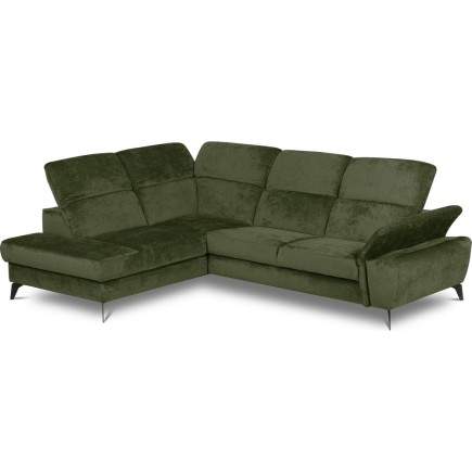 Canapé d'angle convertible en velours luxe - 5 places, SIENNA, vert foncé, angle gauche