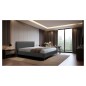 Lit design en cuir italien de luxe AURENE, gris foncé, 200x200 Lit design en cuir italien de luxe AURENE, gris foncé, 200x200