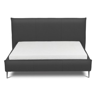 Lit design en cuir italien de luxe AURENE, gris foncé, 200x200